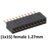 Conector PCB hembra de 15 pines (1x15) y 1,27 mm