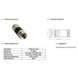 Conector F de compresión para cable RG6 Ø8mm
