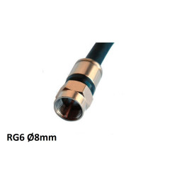 Conector F de compresión para cable RG6 Ø8mm
