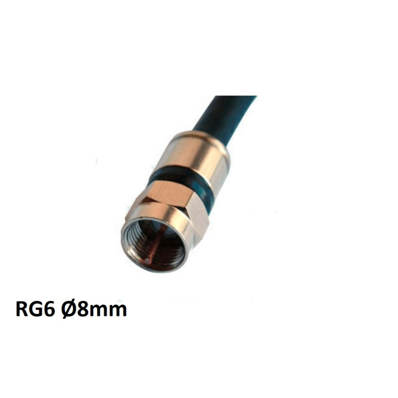 Conector F de compresión para cable RG6 Ø8mm