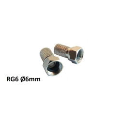 F ROSCAR para el cable RG6 Ø6mm + ANILLO DE GOMA