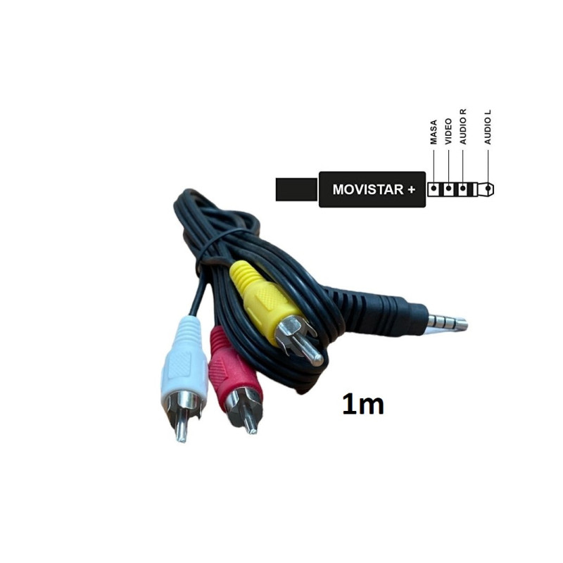 Cable Jack 3.5mm 4P Macho - 3x RCA Video + 2 Audio (Movistar) 1m