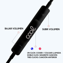 Auscultadores COOL estéreo tipo C com botão e microfone (digitais) Pre