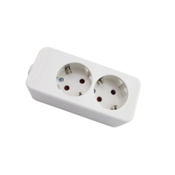 Toma de extensión - Contacto de protección - 2 vías - Blanco - Sin cab