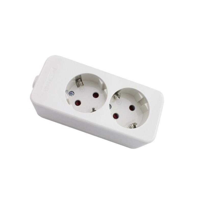 Toma de extensión - Contacto de protección - 2 vías - Blanco - Sin cab