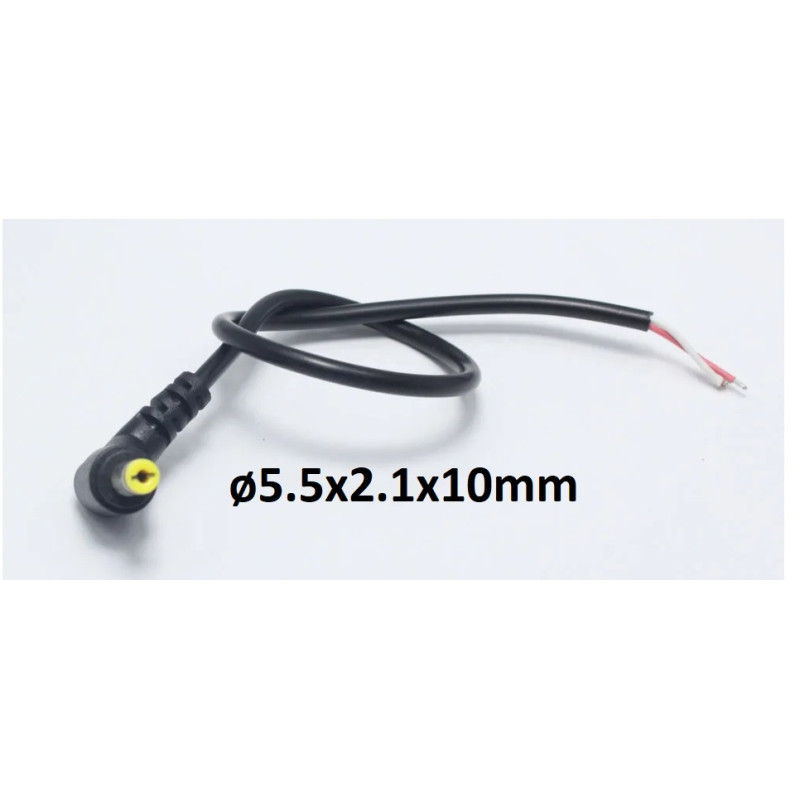 Cable with female DC plug ø5.5x2.1x10mm - 0.25m