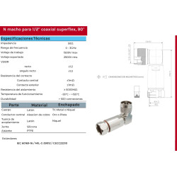 N 90ºPlug for 1/2 "Cable