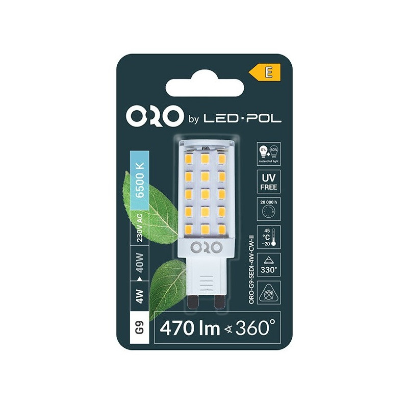 G9 LED 230V 4W 6500K 470lm - LED POL ORO-G9-SEDI-4W-CW-II