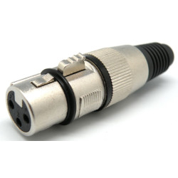 Ficha XLR Metálica 3 pinos fêmea - Preto