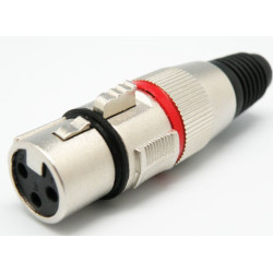Ficha XLR Metálica 3 pinos fêmea - Vermelho