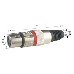 Conector XLR Metálica 3 pines hembra - Rojo