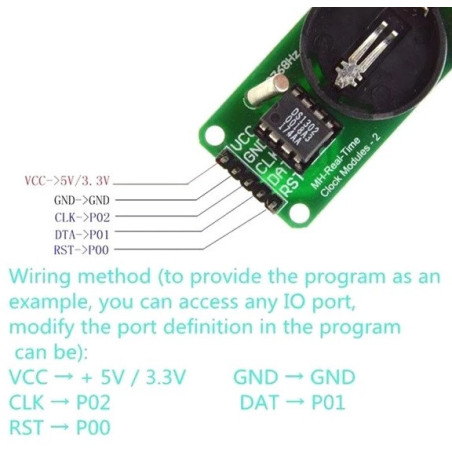 Arduino Compatible DS1302 RTC (Real Time Clock) Module (Battery Free)