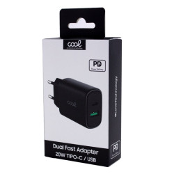 Carregador rápido universal (PD) duplo tipo C / USB COOL (20 W) preto