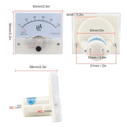 Analog panel micro ammeter (0...100uA DC) 85C1 63x56 mm