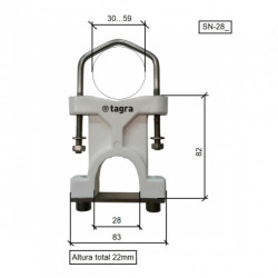 Tagra SN-28/2 SUPORTE MARINHO PA6 PARA MASTRO DE 28 MM (2 UNIDADES)