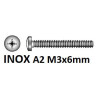 Tornillo Cabeza oval DIN 7985 PZ Inox A2 M 3 x 6mm
