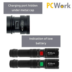 PCW12H LED Flashlight Rechargeable Hybrid 650lm Zoom Waterproof
