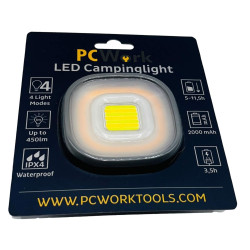 PCWork PCW12J - Linterna LED de camping de 450 lm con batería externa
