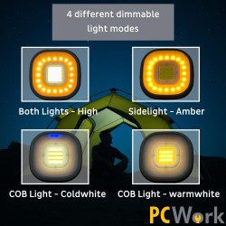 PCWork PCW12J - Linterna LED de camping de 450 lm con batería externa