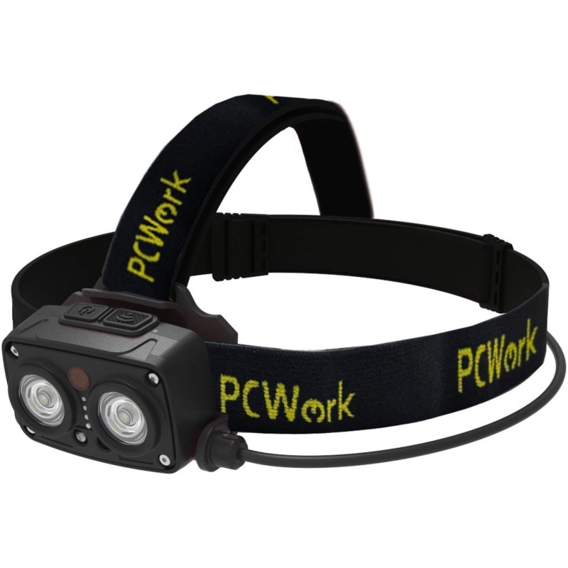PCWork PCW12G - Linterna frontal LED de 720 lm con luz roja y SOS - Re