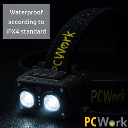 PCWork PCW12G - 720lm LED Headlamp with Red Light + SOS - 2000mAh Rech