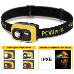 PCWork PCW12D - Linterna frontal LED CREE XPG3 de 300 lm (3 x AAA) con