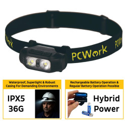 PCWork PCW12A - 2x XTE 200lm Rechargeable LED Headlamp (600mAh) with O