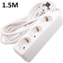 Bloco de 3 tomadas com cabo 1.5m  branco