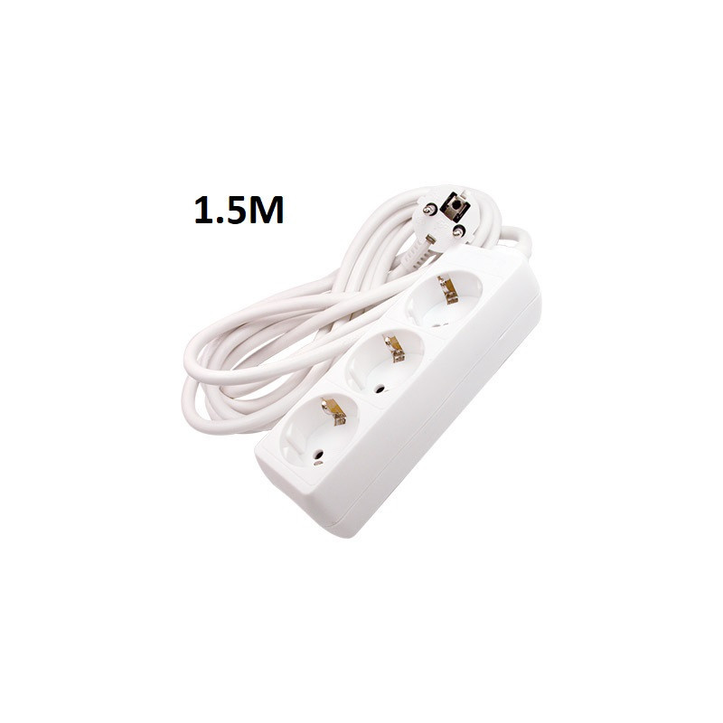 Bloco de 3 tomadas com cabo 1.5m  branco