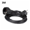 Schuko Extension Cord (3G 1.5mm²) - Black - 3m