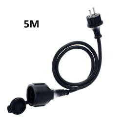 Schuko extension cord with cover (3G 1.5mm²) - black - IP44 - 5m