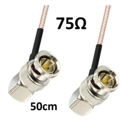 50 cm BNC male / BNC male right angle 75Ω cable
