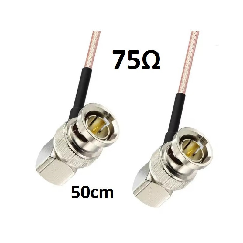 50 cm BNC male / BNC male right angle 75Ω cable