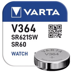 Pilha V364 / SR621SW / SR60 / AG1 - 1,55V Óxido de Prata - Varta