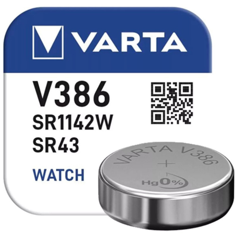 Pilha V386 / SR1142 / SR43 / AG12 - 1,55V Óxido de Prata - Varta