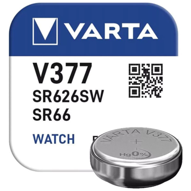 V377 / SR626 / SR66 / AG4 Battery - 1.55V Silver Oxide - Varta