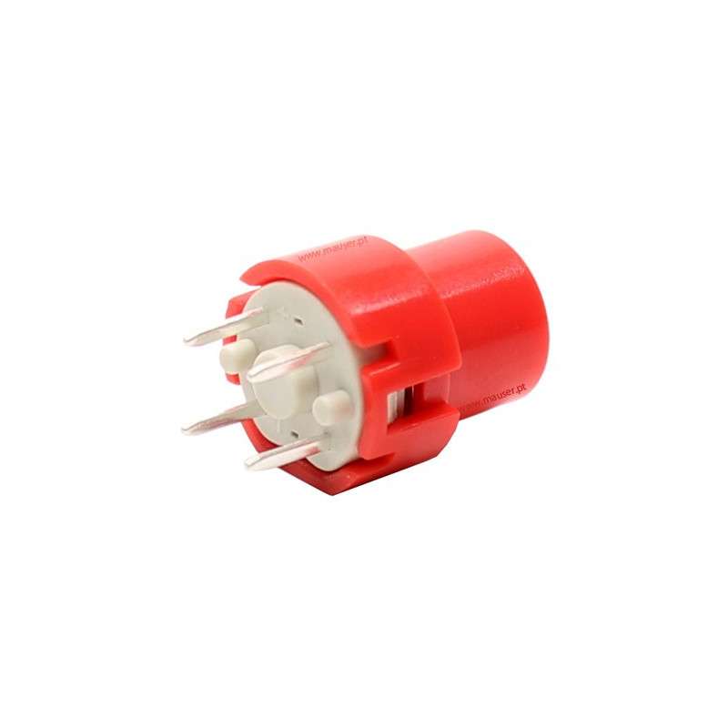 Botão de pressão monoestável com capa vermelha para PCB 35VDC 0.1A - Highly KS01-B-R