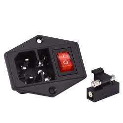 IEC 320 / C14 (male) 3-pin 10A panel mount connector with non-illumina