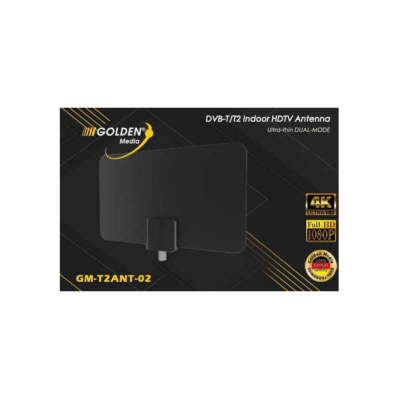 Antena Interior DVB-T/T2 com Amplificador Golden Media GM-T2ANT-02