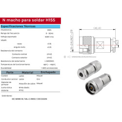 Conector N Macho Soldar para LMR400 PTFE