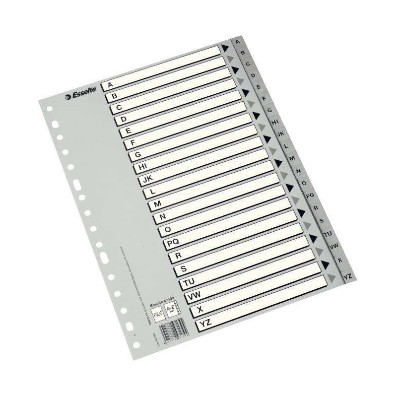 Índice Alfabético A-Z Esselte A4 en Plástico Gris con Carátula