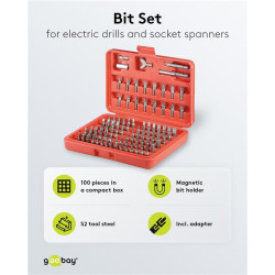 Fixpoint 100-Piece Bit Set for Electric Drills and Ratchet Wrenches