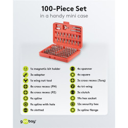 Conjunto de Bits Fixpoint 100 Peças para Berbequins e Chaves de Roquet