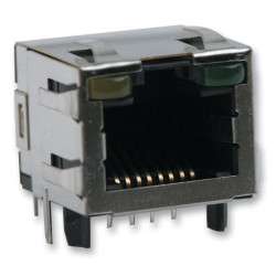 RJ45 female with yellow and green LEDs to solder chassis 90 - AMP 2-406549-1