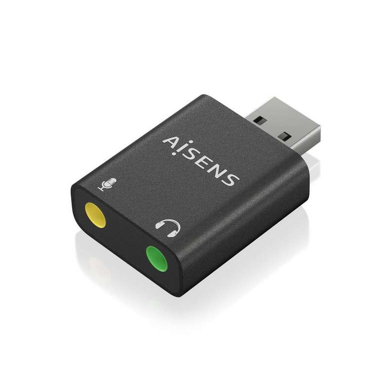 Conversor Áudio USB-A para 2x Jack 3,5mm AISENS 48kHz Preto