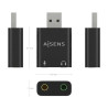 Conversor Áudio USB-A para 2x Jack 3,5mm AISENS 48kHz Preto
