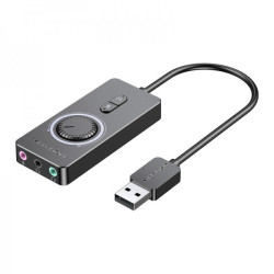 Placa de Som Externa USB-A Vention CDRBB 3x Jack 3,5mm Preta