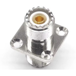 Adaptador UHF Hembra a UHF Hembra SO-239 de Panel con Brida 25x25mm