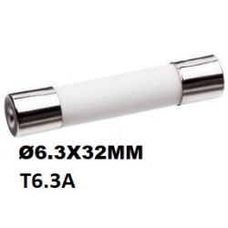 Fusible Cerámico Lento SIBA T6,3A 500VAC 6,3x32mm