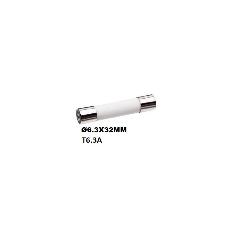 Fusível Cerâmico Lento SIBA T6,3A 500VAC 6,3x32mm